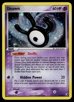 Pokemon Card - Unown (W) Unseen Forces W/28 Holo SWIRL Rare - Image 1
