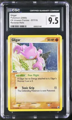 CGC 9.5 MINT+ Gligar EX Unseen Forces 57/115 Reverse Holo Stamped Pokemon Card - Image 1