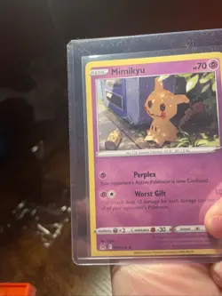Mimikyu Pokemon card with a error. The bottom left corner is uncut end. - Image 5