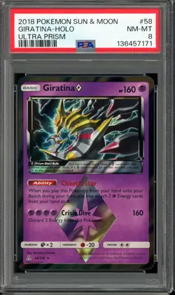 2018 POKEMON SUN & MOON #58 GIRATINA HOLO NM-MT PSA 8 ULTRA PRIZM - Image 1