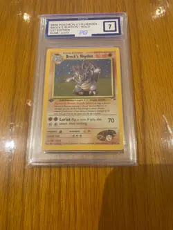 PG 7 MINT Brock's Rhydon Gym Heroes 1st Edition 2/132 Holo Pokemon Card - Image 3