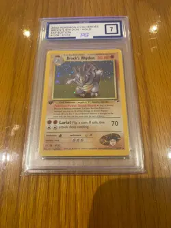 PG 7 MINT Brock's Rhydon Gym Heroes 1st Edition 2/132 Holo Pokemon Card - Image 4