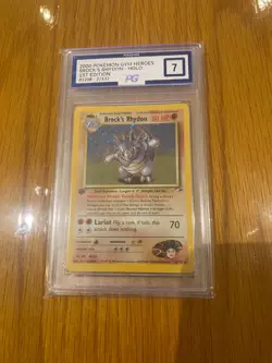 PG 7 MINT Brock's Rhydon Gym Heroes 1st Edition 2/132 Holo Pokemon Card - Image 5