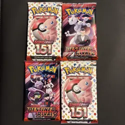 Pokemon TCG 151 Destined Rivals Booster Pack Bundle Factory Sealed (4 Packs) - Image 1