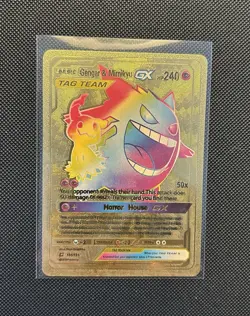 Pokemon - Gengar & Mimikyu GX 186/181 - Tag Team - Gold Foil Fan Art LP/NM 👀📸 - Image 1
