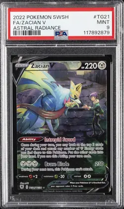 2022 POKEMON SWORD & SHIELD ASTRAL RADIANCE #TG21 FULL ART/ZACIAN V PSA 9 - Image 1