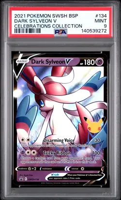 2021 POKEMON SWSH BLACK STAR PROMO CELEBRATIONS COLL #134 DARK SYLVEON V PSA 9 - Image 1