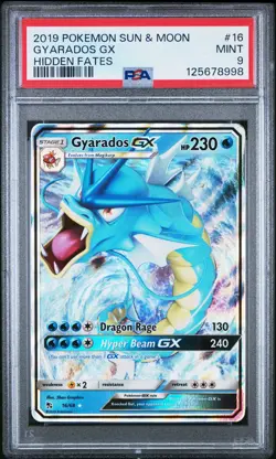 2019 POKEMON SUN & MOON HIDDEN FATES #16 GYARADOS GX PSA 9 - Image 1