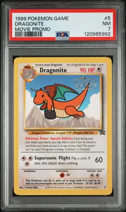 1999 POKEMON GAME MOVIE PROMO #5 DRAGONITE PSA 7 - Image 1