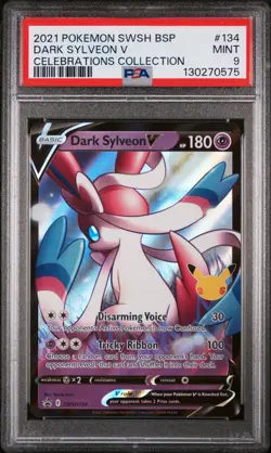 2021 POKEMON SWSH BLACK STAR PROMO CELEBRATIONS COLL #134 DARK SYLVEON V PSA 9 - Image 1