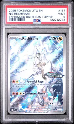 2025 POKEMON JTG EN-JOURNEY TOGETHER #167 N'S RESHIRAM PSA 9 - Image 1