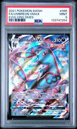 2021 POKEMON SWORD & SHIELD EVOLVING SKIES #095 FULL ART/UMBREON VMAX PSA 9 - Image 1