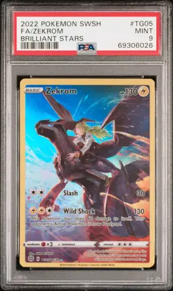 2022 POKEMON SWORD & SHIELD BRILLIANT STARS #TG05 FULL ART/ZEKROM PSA 9 - Image 1