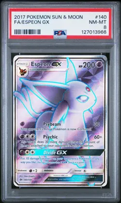 2017 POKEMON SUN & MOON #140 FULL ART/ESPEON GX PSA 8 - Image 1