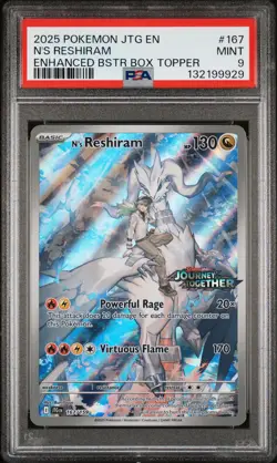 2025 POKEMON JTG EN-JOURNEY TOGETHER #167 N'S RESHIRAM PSA 9 - Image 1