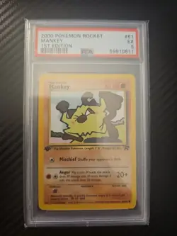 Pokemon 2000 Mankey #61 Team Rocket 1st Edition PSA 5 - Image 1