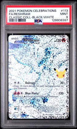 2021 POKEMON CELEBRATIONS CLASSIC COLL #113 FULL ART/RESHIRAM PSA 9 - Image 1
