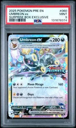 2025 POKEMON PRE EN-PRISMATIC EVOLUTIONS SURPRISE BOX EXCLUSIVE UMBREON EX PSA 9 - Image 1