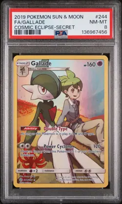 2019 POKEMON SUN & MOON COSMIC ECLIPSE SECRET #244 FULL ART/GALLADE PSA 8 - Image 1