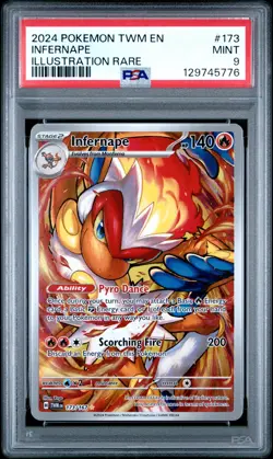 2024 POKEMON TWM EN-TWILIGHT MASQUERADE ILLUSTRATION RARE #173 INFERNAPE PSA 9 - Image 1