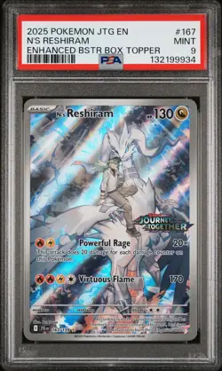 2025 POKEMON JTG EN-JOURNEY TOGETHER #167 N'S RESHIRAM PSA 9 - Image 1