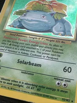 Venusaur - Base Set - Holo Unlimited Rare Card 15/102 - DMG - Pokemon TCG - Image 4