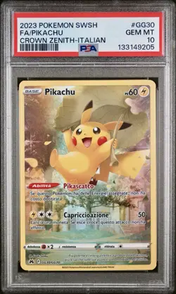 POKEMON PSA 10 PIKACHU FULL ART GG30/GG70 ZENIT REGALE ITALIANO 2023 POP 27!🌍 - Image 1