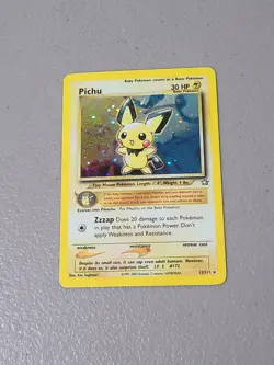 Pokemon TCG Pichu Holo Rare Neo Genesis 12/111 Vintage WOTC - MP w/ Swirl - Image 1
