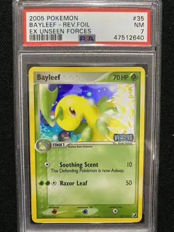 2005 Pokemon EX Unseen Forces Bayleef Reverse Foil 35/115 PSA 7 NM - Image 1