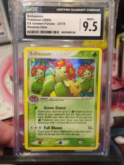 POKEMON EX UNSEEN FORCES BELLOSSOM REVERSE HOLO CGC 9.5 STAMPED 3/115 2005 - Image 1