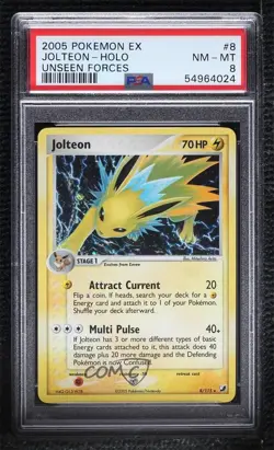 Jolteon Holo Pokemon EX Unseen Forces PSA 8 2005 - Image 1