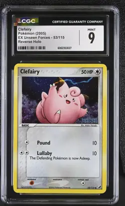 CGC 9 MINT Clefairy EX Unseen Forces 53/115 Reverse Holo STAMPED Pokemon - Image 1