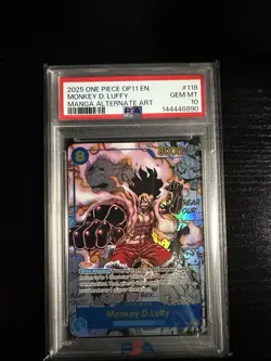 2025 One Piece OP11 EN Manga Alternate Art #118 Monkey D. Luffy PSA 10 GEM MINT - Image 1