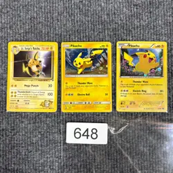 Lt. Surge's Raichu #28 & Pikachu #SM81 & Pikachu #XY89 Pokemon Promo Card Lot - Image 1