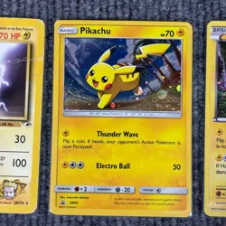 Lt. Surge's Raichu #28 & Pikachu #SM81 & Pikachu #XY89 Pokemon Promo Card Lot - Image 3