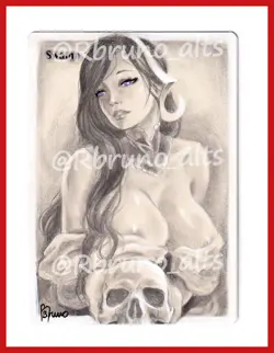 Hand Painted Altered Mtg Swamp Card Anime Girl - Image 1