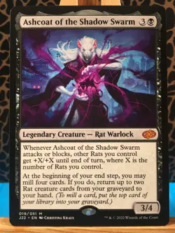 MTG - Ashcoat of the Shadow Swarm. Jumpstart 2022. Black - Mythic Creature Rat. - Image 1