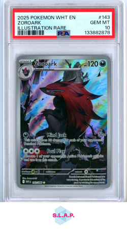 ZOROARK ILLUSTRATION RARE POKEMON WHT EN-WHITE FLARE 2025 143 PSA 10 - Image 1