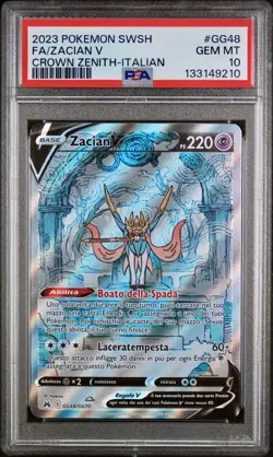 POKEMON PSA 10 ZACIAN V FULL ART GG48/GG70 ZENIT REGALE ITALIANO 2023 POP 2!🌍 - Image 1