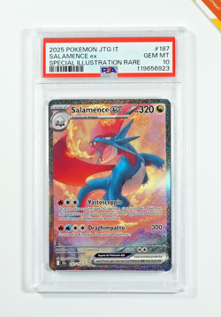 Pokemon PSA 10 Salamence Ex #187 JTG Special illustration Rare 2025 Italiano - Image 1