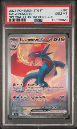 Pokemon PSA 10 Salamence Ex #187 JTG Special illustration Rare 2025 Italiano - Image 2