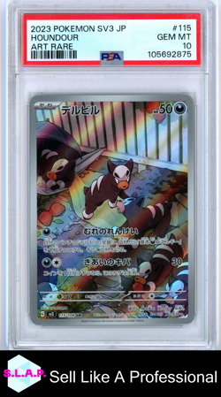 HOUNDOUR POKEMON #115 2023 RULER OF THE BLACK FLAME HOLO JAPANESE PSA 10 - Image 1