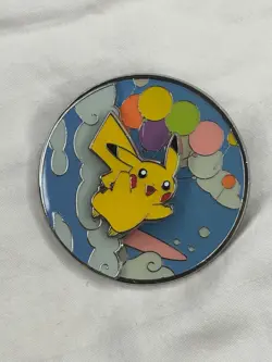Pikachu Tin Pokemon GO + Balloons lapel Pin + Insert Card + Jumbo V Card + Coin - Image 5
