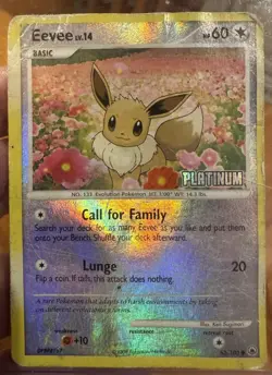 Eevee 62/100 - STAMPED Reverse Holo Platinum - BK PROMO - POKEMON CARD - (HP) - Image 1