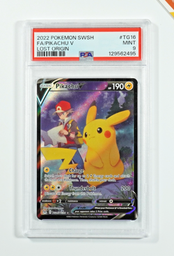 Pokemon PSA 9 Pikachu V #TG16 Full Art Lost Origin 2022 English - Image 1