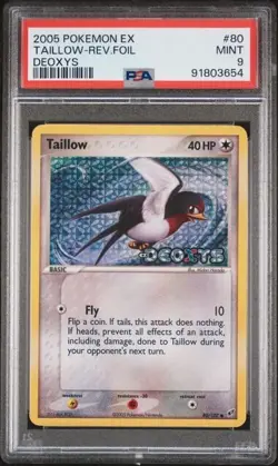 2005 POKEMON EX DEOXYS 80/107 TAILLOW-REVERSE FOIL PSA 9 - Image 1