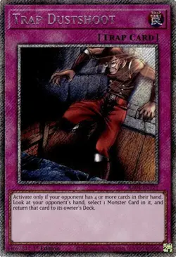 Yugioh! Trap Dustshoot - RA04-EN121 - Platinum Secret Rare - 1st Edition Near Mi - Image 1