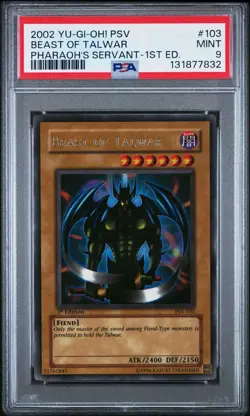 2002 Yu-Gi-Oh! Beast Of Talwar Pharaoh's Servant PSV 1st Edition Ultra PSA 9 - Image 1
