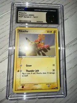 CGC 10 PRISTINE Pikachu 2005 POP Series 2 16/17 Pokemon Card - Image 1