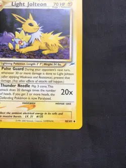 Pokemon Cards: Neo Destiny 1st Edition Uncommon: Light Jolteon 48/105 - Image 4